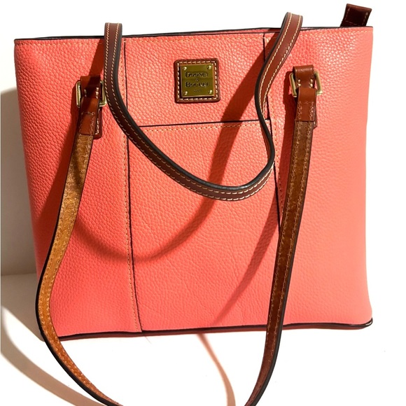 Dooney & Bourke coral  and Brown Shoulder Bag with Leather Straps - Picture 6 of 14